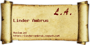 Linder Ambrus névjegykártya